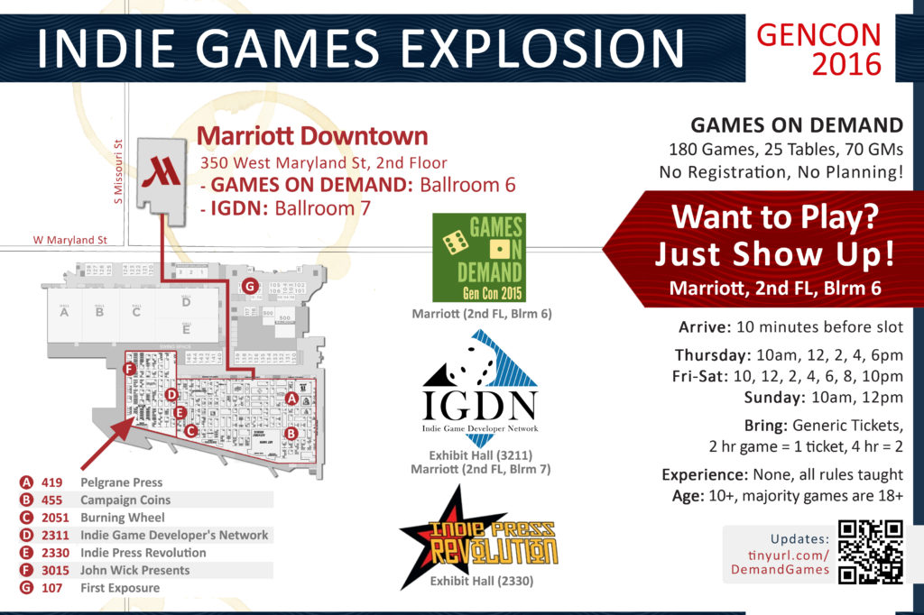 Indie Games Explosion Map for Gen Con 2016 