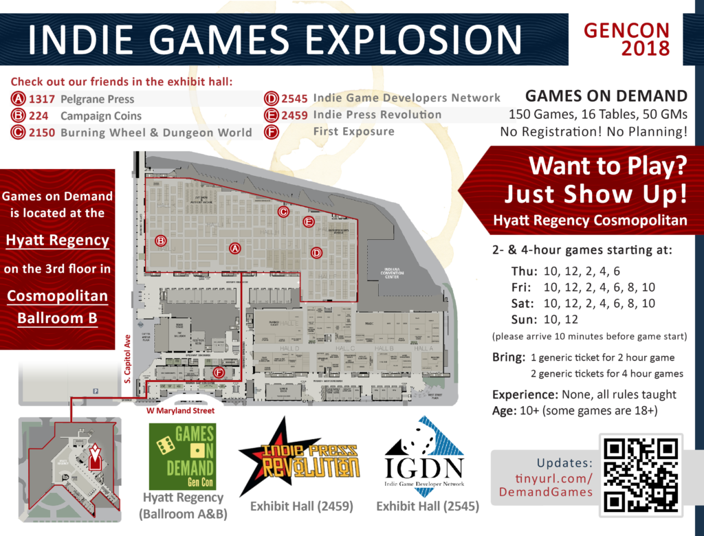 Indie Games Explosion Map for Gen Con 2018