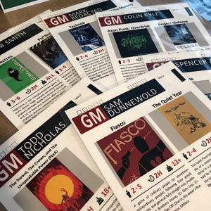 A Snapshot of Game Menus from the 2018 Gen Con Games on Demand