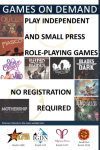 Indie Games on Demand handout for Gen Con 2019