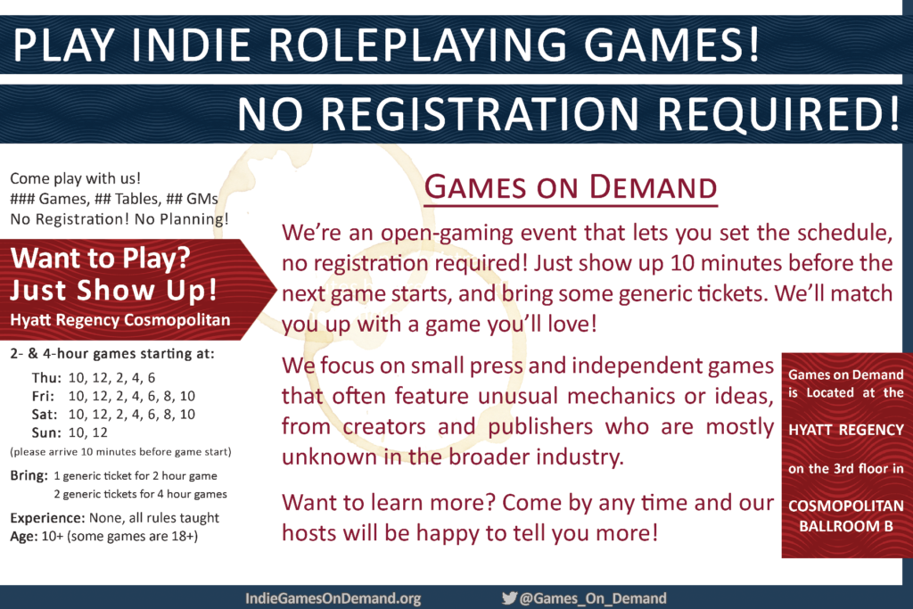 Gen Con 2019 Games on Demand Flyer